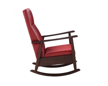 ACME Raina Rocking Chair - Red PU and Espresso Finish