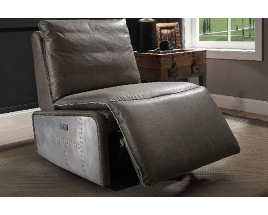 ACME - Metier Power Motion Recliner in Gray/Aluminum