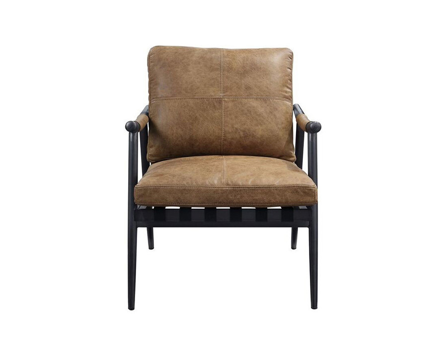 ACME - Anzan Accent Chair in Berham Chestnut/Matt Iron