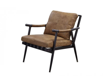 ACME - Anzan Accent Chair in Berham Chestnut/Matt Iron