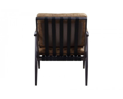 ACME - Anzan Accent Chair in Berham Chestnut/Matt Iron