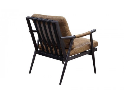 ACME - Anzan Accent Chair in Berham Chestnut/Matt Iron