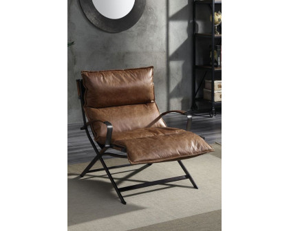 ACME - Zulgaz Accent Chair in Cocoa/Matt Iron