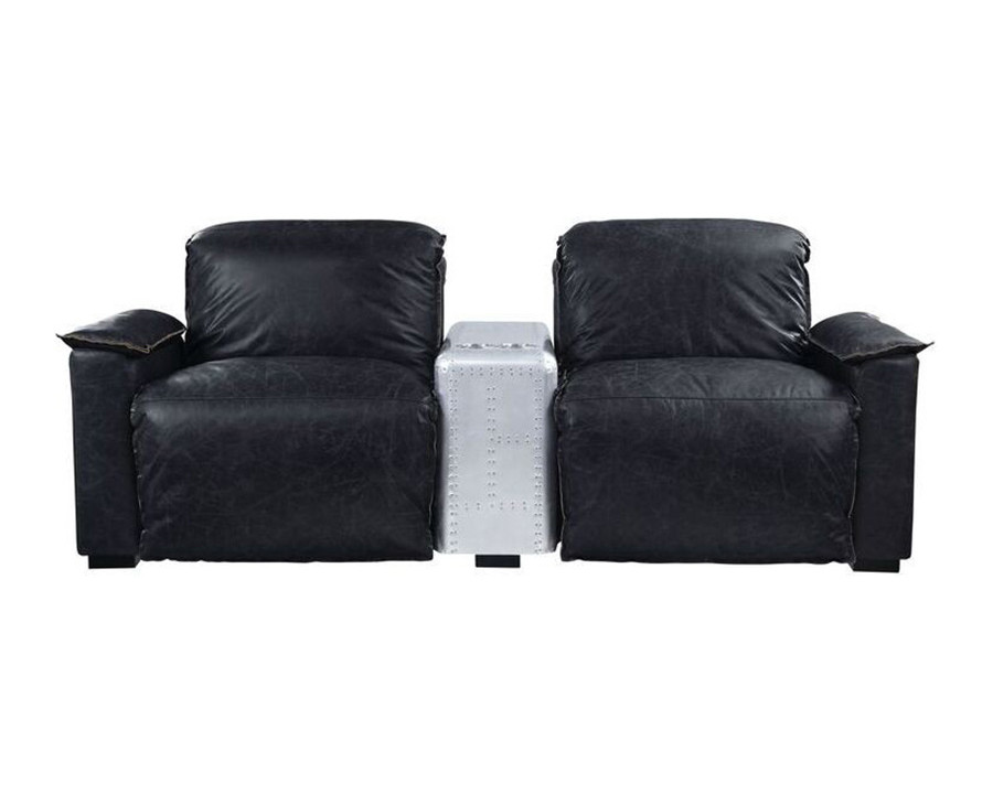 ACME - Misezon Power Motion Recliner in Black/Aluminum