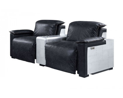 ACME - Misezon Power Motion Recliner in Black/Aluminum