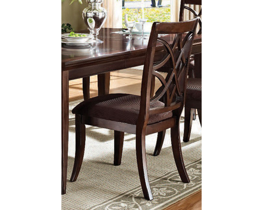 ACME - Keenan Side Chair (Set-2) in Brown Microfiber/Dark Walnut