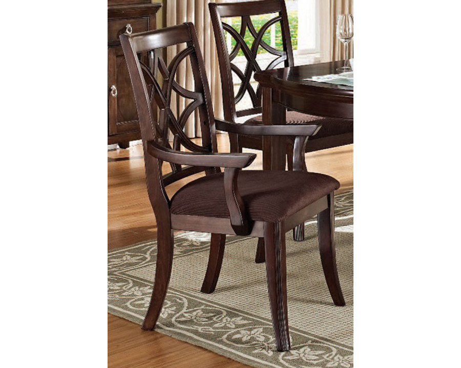 ACME - Keenan Arm Chair (Set-2) in Brown Microfiber/Dark Walnut