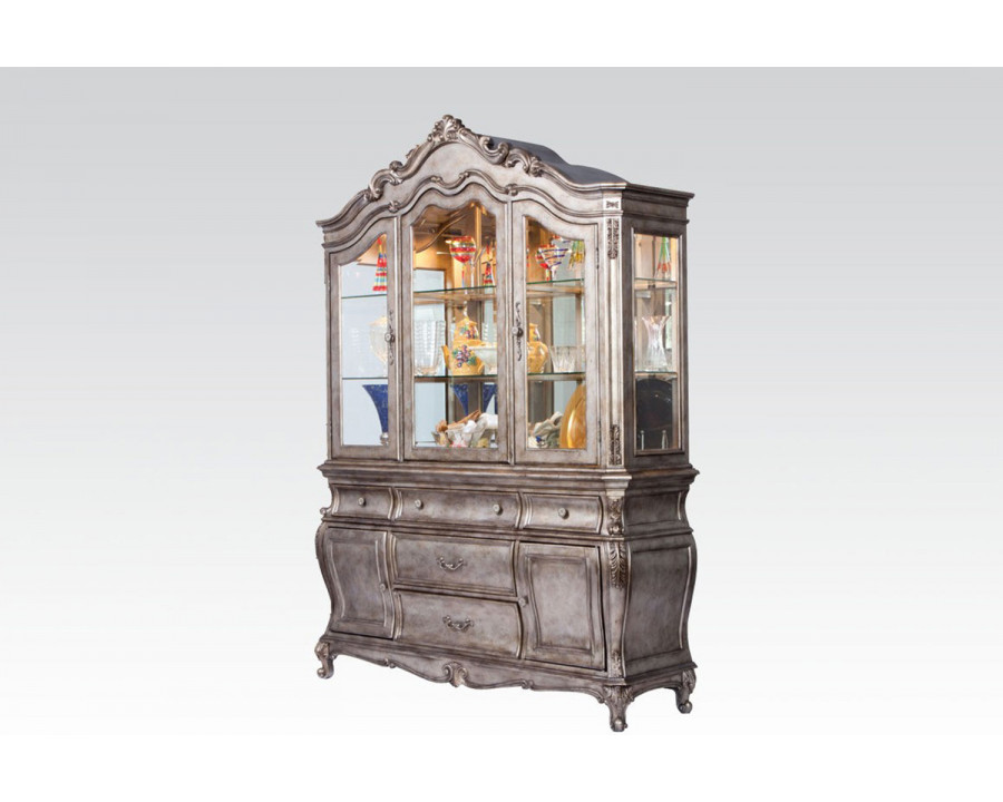 ACME Chantelle Buffet and Hutch - Antique Platinum Silver