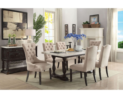 ACME - Gerardo Dining Table in White Marble Top/Weathered Espresso (60820)