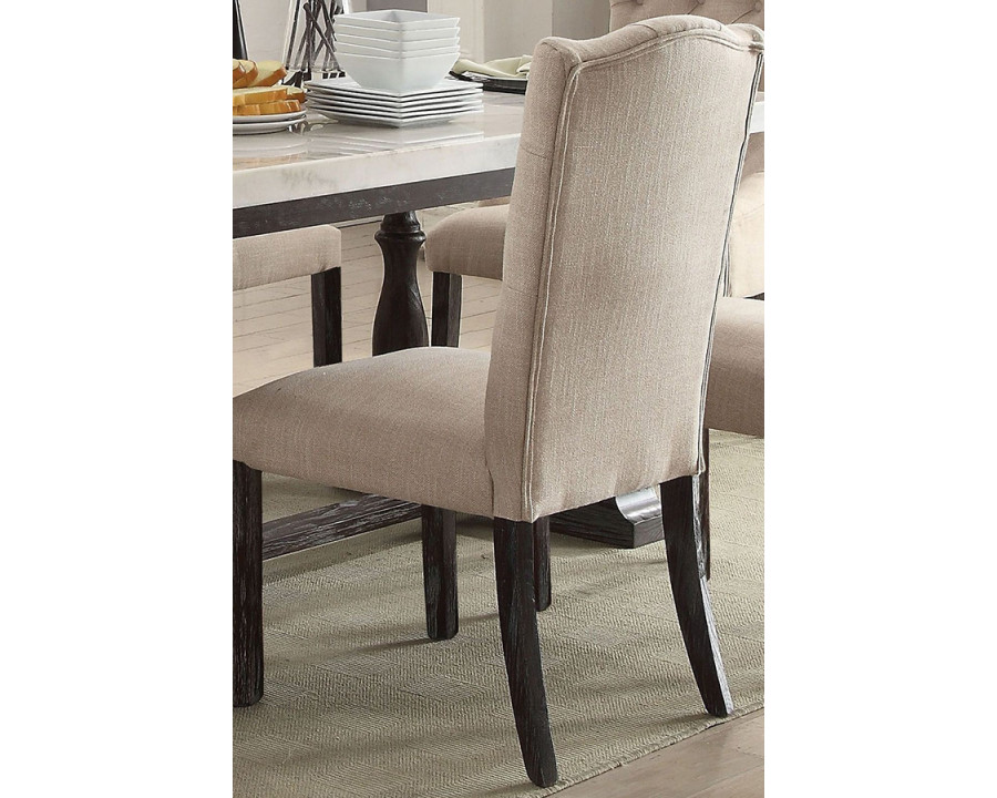 ACME - Gerardo Side Chair (Set-2) in Beige/Weathered Espresso (60822)