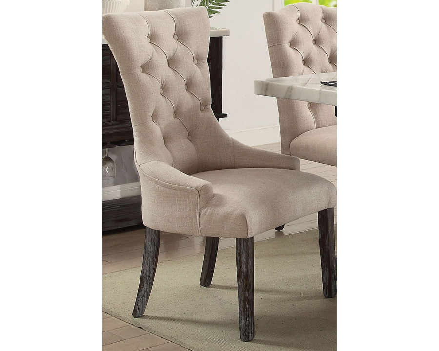 ACME - Gerardo Side Chair (Set-2) in Beige/Weathered Espresso (60823)