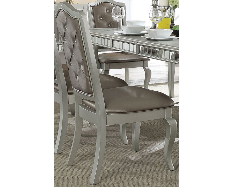 ACME - Francesca Side Chair (Set-2) in Silver/Champagne