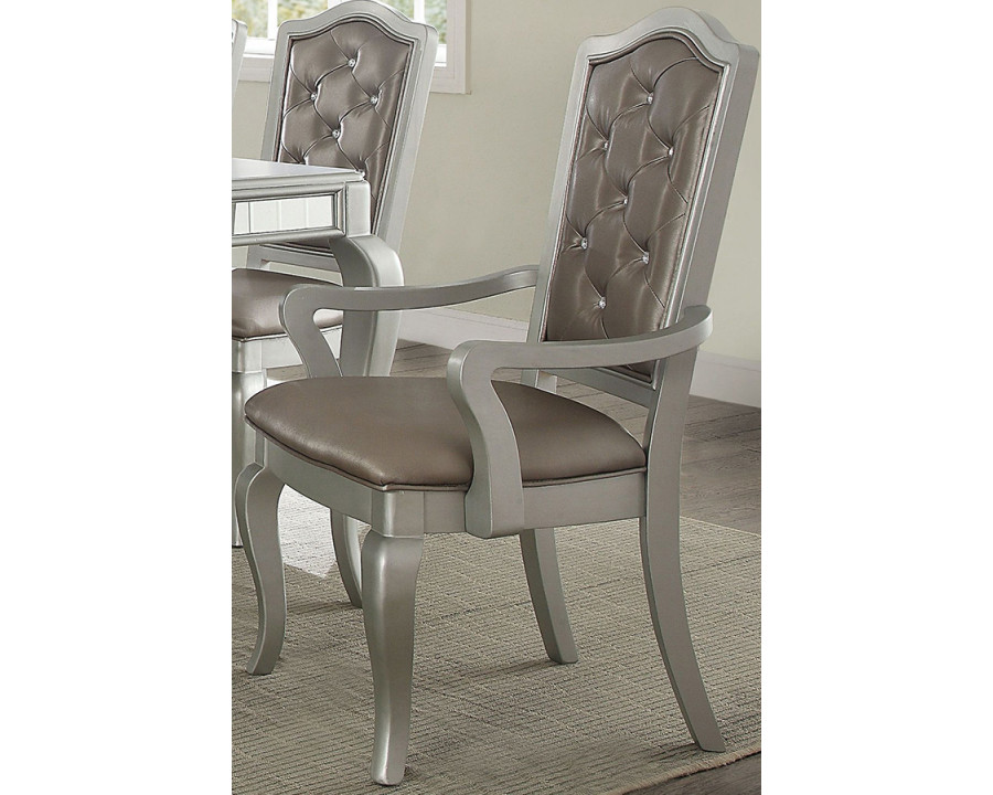 ACME - Francesca Arm Chair (Set-2) in Silver/Champagne