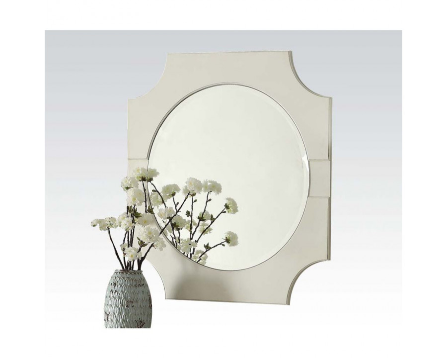 ACME - Florissa Mirror in Antique White