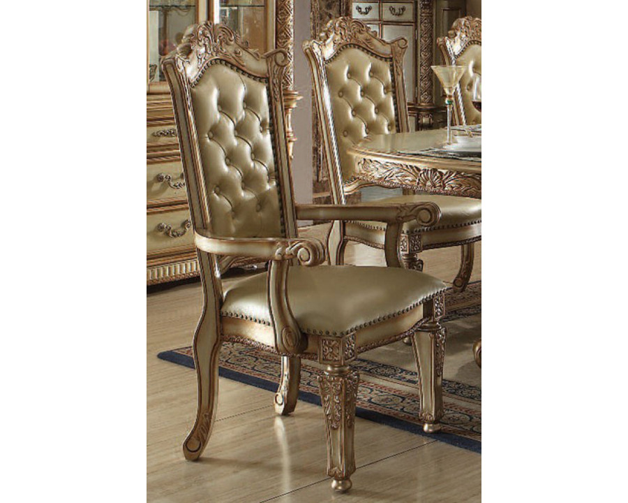 ACME Vendome Arm Chair Set of 2 - Gold Patina