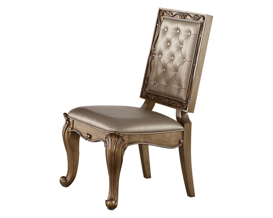 ACME - Orianne Side Chair (2Pc) in Champagne PU/Antique Gold