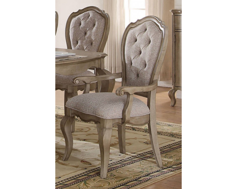 ACME - Chelmsford Arm Chair (Set-2) in Beige/Antique Taupe