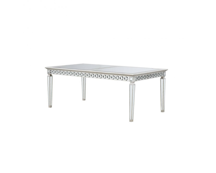 ACME Varian Dining Table (78"L) - Mirrored/Antique Platinum