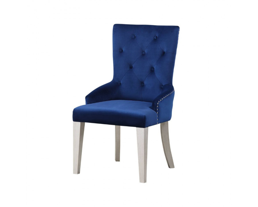 ACME - Varian Side Chair in Blue Antique Platinum