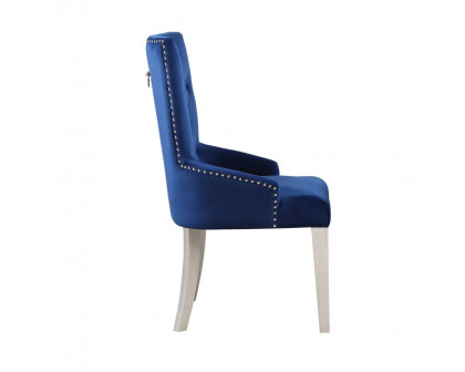 ACME - Varian Side Chair in Blue Antique Platinum