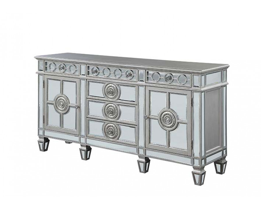 ACME - Varian Server in Mirrored/Antique Platinum (66164)