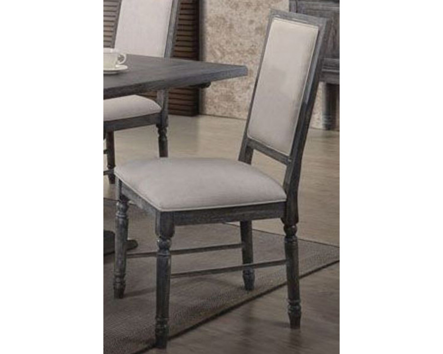 ACME - Leventis Side Chair Set of 2 in Cream Linen Gray