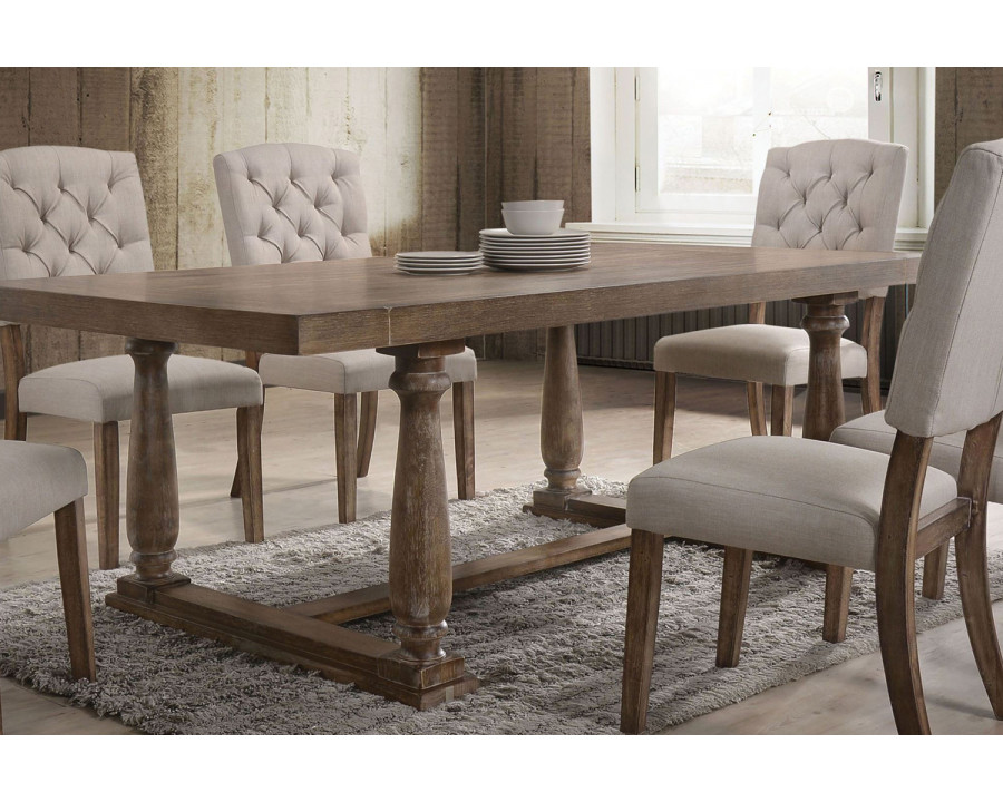 ACME Bernard Dining Table - Weathered Brown Oak