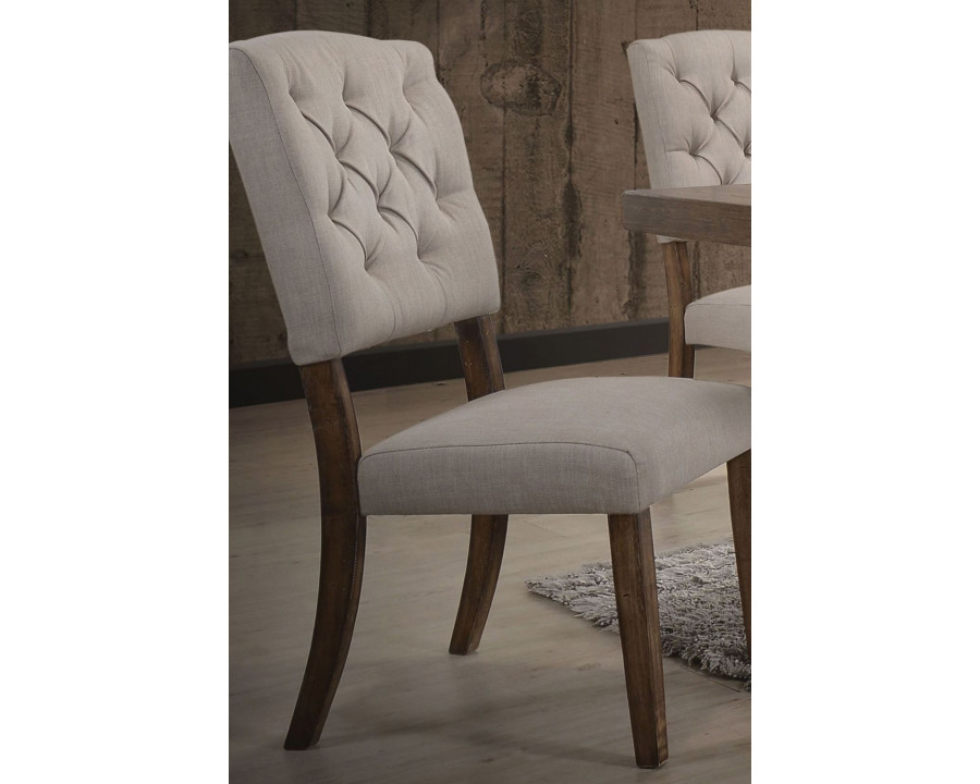 ACME Bernard Side Chair (Set-2) - Beige/Weathered Oak