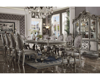 ACME Versailles Extendable Rectangular Dining Table - Antique Platinum Silver, 84-120" W