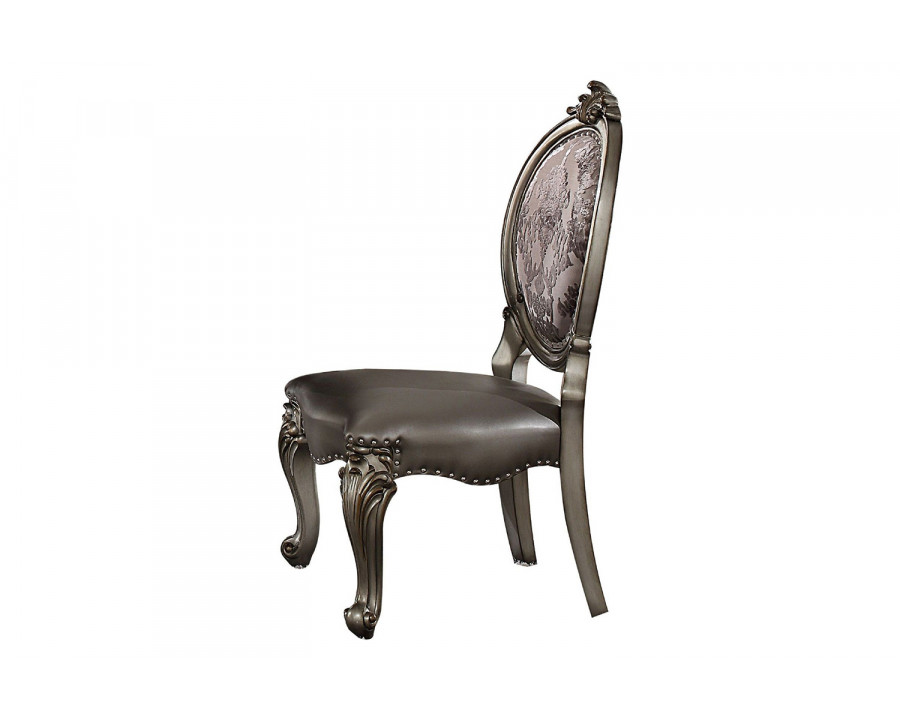 ACME - Versailles Side Chair (Set-2) in Silver/Antique Platinum