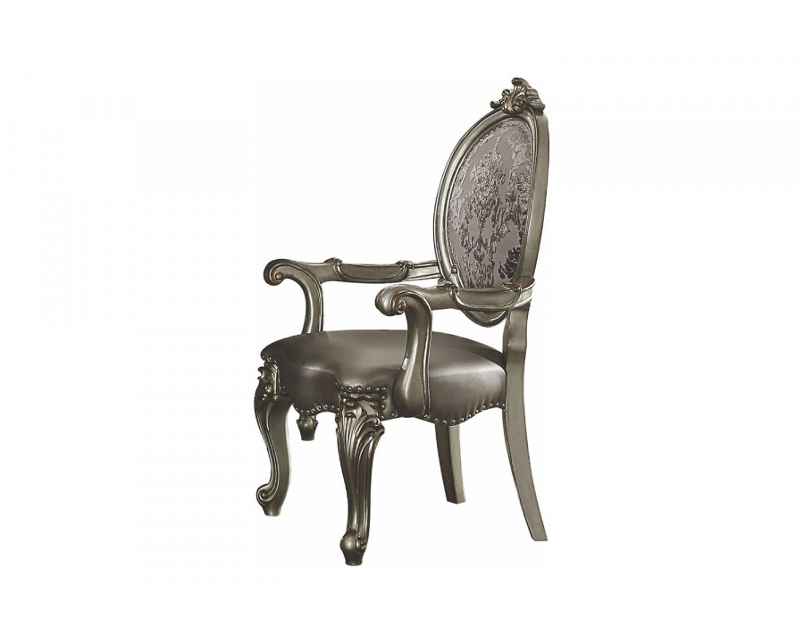 ACME - Versailles Arm Chair (Set-2) in Silver/Antique Platinum