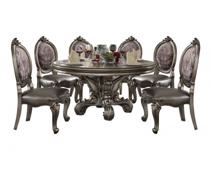 ACME - Versailles Arm Chair (Set-2) in Silver/Antique Platinum