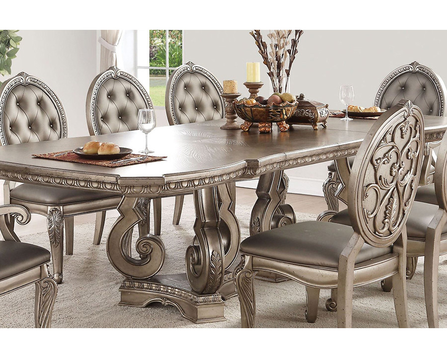 ACME - Northville Dining Table in Antique Silver (66920)