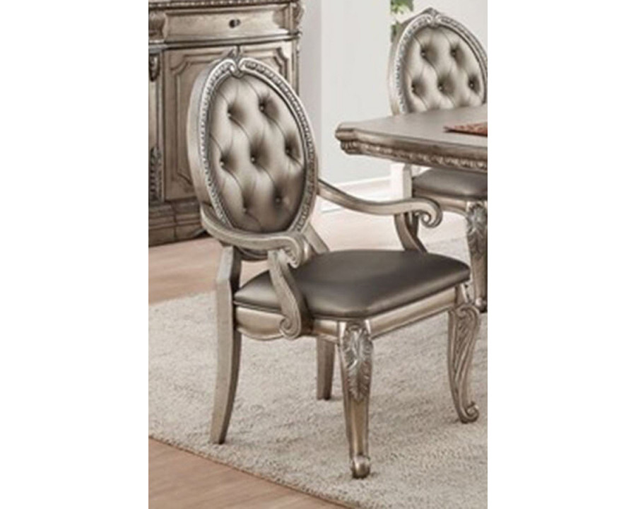 ACME - Northville Arm Chair (Set-2) in Antique Silver