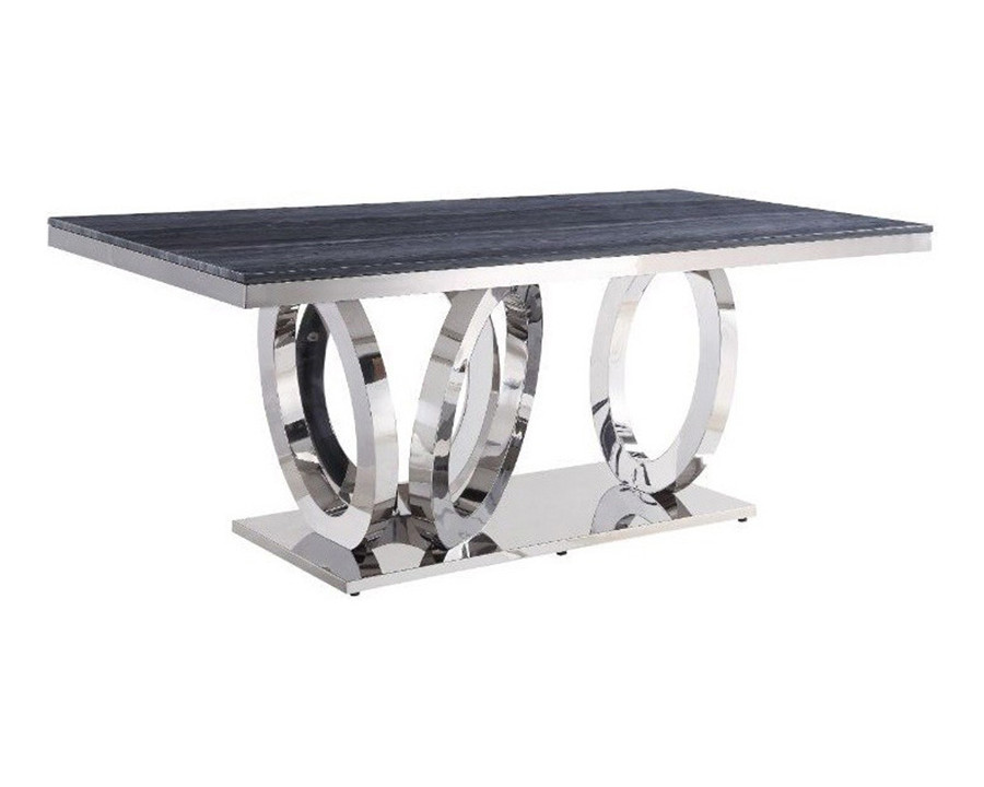 ACME - Nasir Dining Table in Gray Faux Marble Top