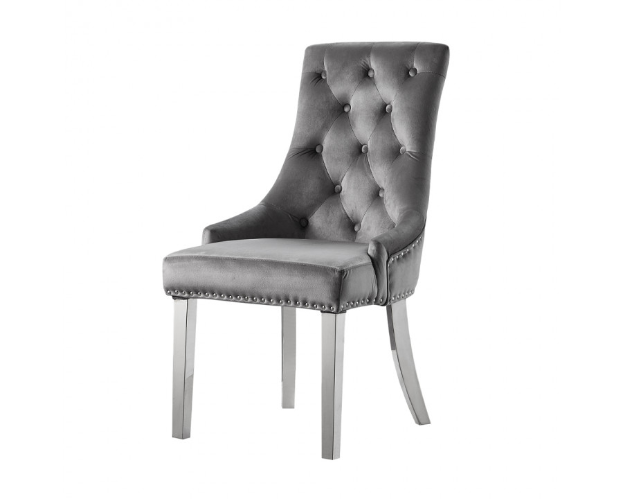 ACME - Satinka Side Chair (Set of 2) in Gray Mirrored Silver