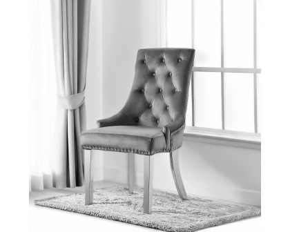 ACME - Satinka Side Chair (Set of 2) in Gray Mirrored Silver