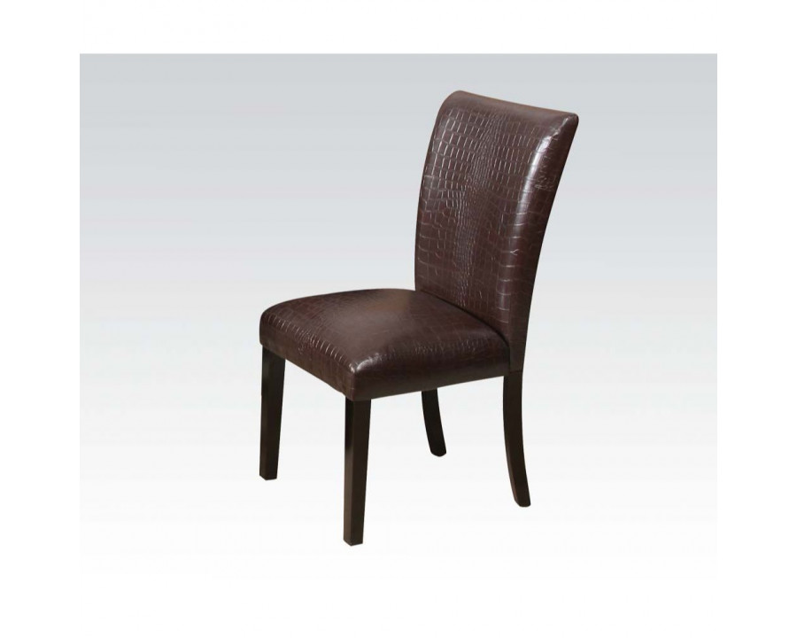 ACME - Fraser Side Chair (2Pc) in Dark Brown Crocodile PU/Espresso