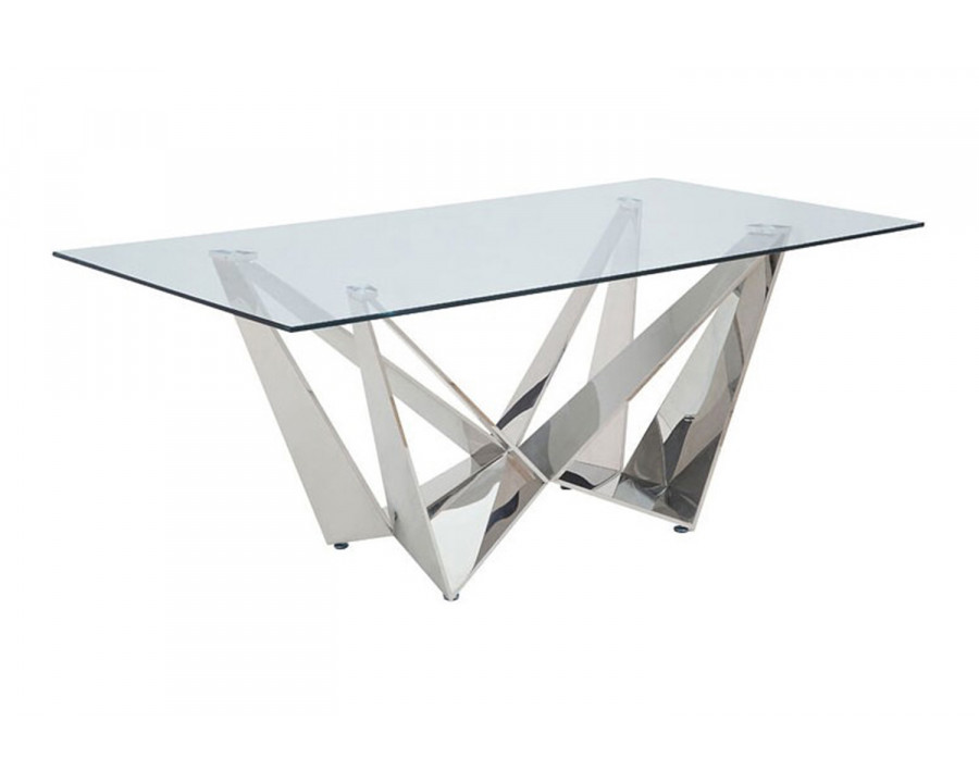 ACME - Dekel Dining Table in Clear Glass Top/Stainless Steel