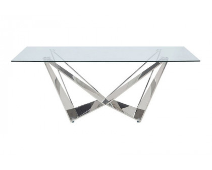 ACME - Dekel Dining Table in Clear Glass Top/Stainless Steel