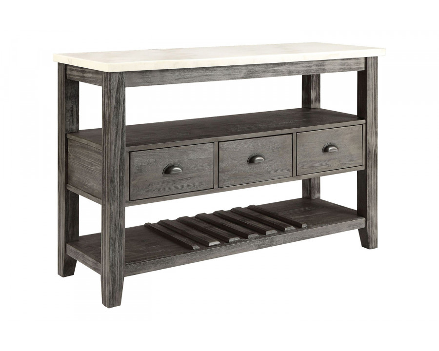 ACME - Merel Server in White Marble Top/Gray Oak