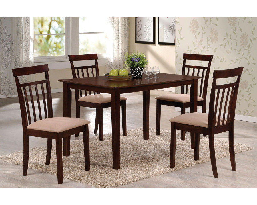 ACME - Samuel 5PC Dining Set in Beige Microfiber/Espresso