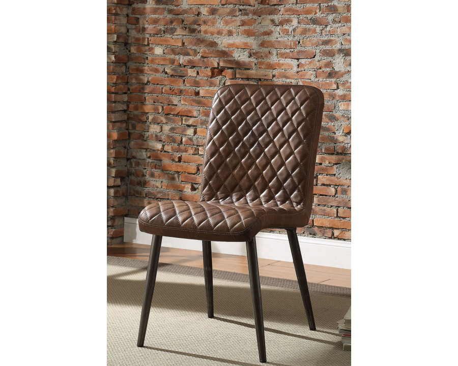 ACME - Millerton Side Chair (Set-2) in Vintage Chocolate/Antique Black