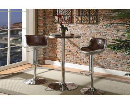 ACME - Brancaster Bar Table in Retro Brown/Aluminum