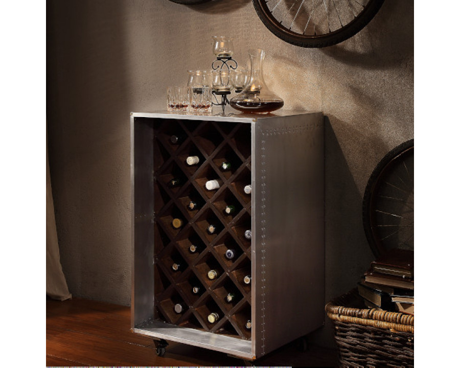 ACME - Brancaster Wine Cabinet in Aluminum