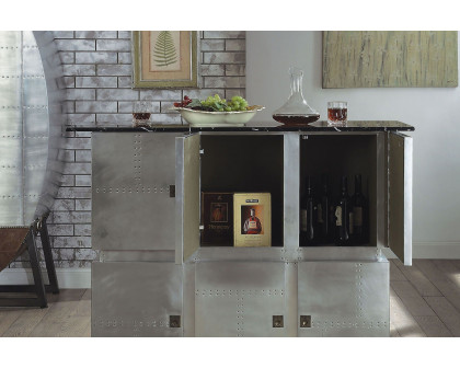 ACME - Brancaster Bar Table with Marble Top in Marble Top/Aluminum