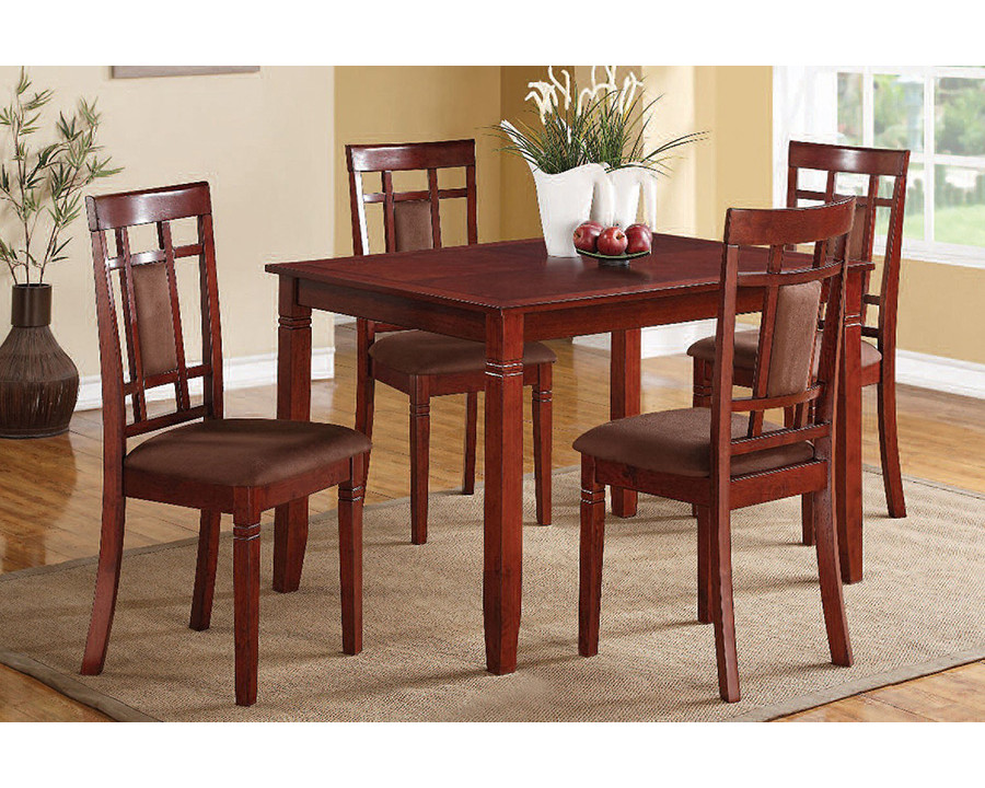 ACME - Sonata 5PC Dining Set in Chocolate Microfiber/Cherry