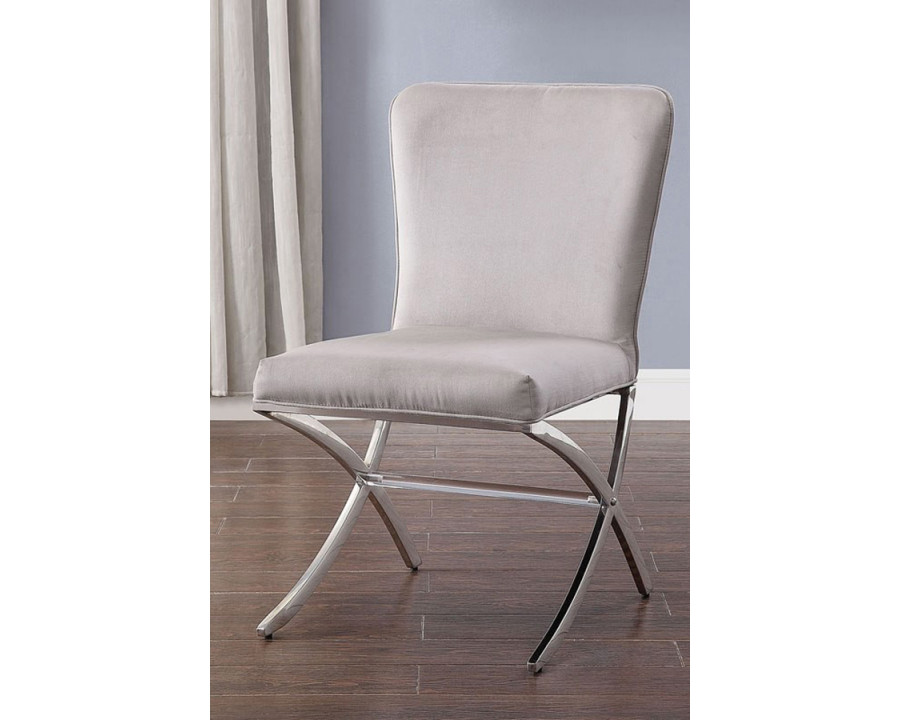 ACME - Daire Side Chair (Set-2) in Beige/Chrome