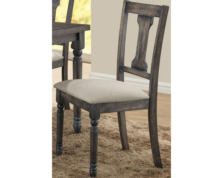 ACME - Wallace Side Chair (Set-2) in Tan Linen/Weathered Gray