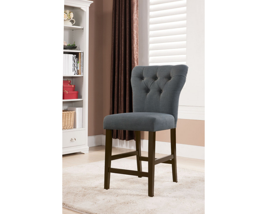 ACME - Effie Counter Height Chair (2Pc) in Gray Linen/Walnut